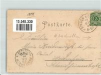 73333 W7344 Gingen an der Fils 1901 Gebrauchsspuren Lithographie Gasthaus zum Bahnof Bad Hohenstein Ruine Scharfenschloss beshnitten