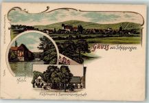 48624 W4437 Schöppingen Gebrauchsspuren Lithographie Gasthaus Röhlmann Brüning-Mühle