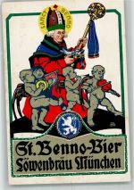 W8000 München sign. Otto Obermeier St. Benno Bier Löwenbräu Engel Künstler Künstlerkarte