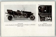 Attentat Erzherzog Franz Ferdinand - Das Auto mit Spuren des Bombenattentats Adel Österreich Gebrauchsspuren