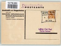Breslau Wroclaw Mensch fliege , Schlesische Luftverkehrs AG Autopanne Flugzeug sign. EMU SST WIPA 1933 Kongresshaus Wien Flugtag BOAKC