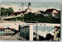 94342 W8444 Straßkirchen a d Donau 1920 - Dorfstraße Gasthaus Kirchturm der Kirche St. Stephanus