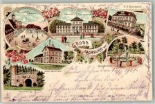 66424 W6650 Homburg , Saar 1901 Lithographie Bezirksamt Karlsburg Marktplatz Rathaus Krankenhaus