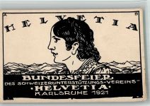 W7500 Karlsruhe , Baden Helvetia Bundesfeier des Schweizerunterstützungs-Vereins sign. A. Boeld Kunstgeschichte Karlsruhe 1921 BOAKC