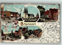 Broager Broacker 1903 BOAKC Kirche Sparkasse Nygade Lithographie