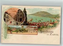 Zante Zakynthos Hafen Straße Lithographie Motiv Griechenland BOAKC