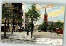 10115 W1000 Rixdorf 1904 - Bergstrasse Magdalenenkirche Strassenbahn