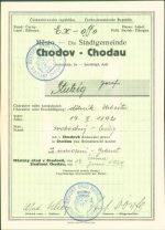 Loket Elbogen Mesto Chodov Heimatschein Ausweis KEINE AK