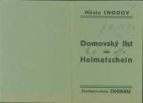 Loket Elbogen Mesto Chodov Heimatschein Ausweis KEINE AK