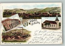 31084 W3222 Freden Leine 1904 BOAKC Lithographie Gross Freden Kirche Fabriken Kaufmannschaft Jörden Bahnpoststempel