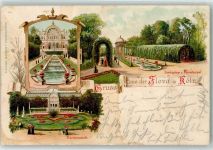 50667 W5000 Köln Nippes 501 1899 Gebrauchsspuren Gruss aus der Flora Laubgänge Floratempel Garten Park Lithographie