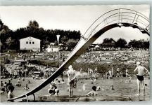 36088 W6418 Hünfeld Foto AK Schwimmbad Haselgrund Wasserrutsche