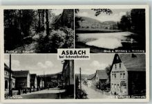 98574 O6081 Asbach b Schmalkalden - Blick a. Mühlberg u. Kohlberg Gasthaus Cafe Endter mit Dorfstraße