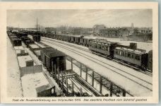 Prostken Prostki - Winter Die zerstörte Stadt vom Bahnhof gesehen Eisenbahn