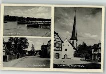 77963 W7635 Ottenheim , Schwarzw - Rheinbrücke Hauptstraße Kirche
