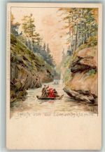 Hrensko Herrnskretschen Lithographie Edmundsklamm