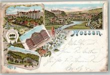 01683 O8255 Nossen 1897 Gebrauchsspuren Lithographie Kgl. Landesanstalt Schule Seminar Einriß