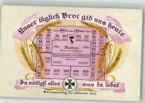 Eiserne Zeit Brotkarte auf AK Kriegsnot 1916