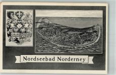 26548 W2982 Norderney Foto AK Vogelschau Wappen