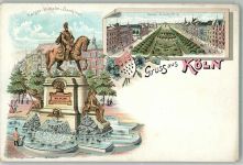 W5000 Köln Deutz 105 Gruss aus Denkmal Adel Kaiser Wilhelm I Lithographie / Künstlerkarte