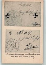 Original Abbildung d. Brotkarten von vor 100 Jahren 1816 Befreiungskrieg 1789-1815