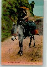 Tracht Corses Strickende Frau Esel