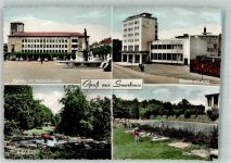 66740 W6630 Saarlouis Foto AK Rathaus Marienbrunnen Schwimmbad