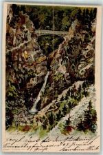 87645 W8959 Hohenschwangau 1900 Lithographie Marienbrücke Pollatfall