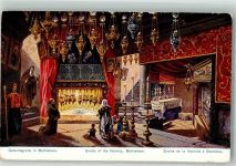 Bethlehem 1909 Lithographie / Künstlerkarte Gebrurtsgrotte