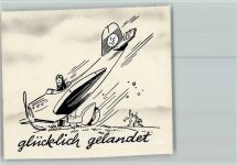 31515 W3050 Wunstorf Künstlerkarte Fliegerhorst glücklich gelandet Bruchlandung