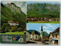 83451 W8235 Piding - Schloß Staufeneck mit Hochstaufen Piding mit Predigtstuhl Petersplatz und Staufen