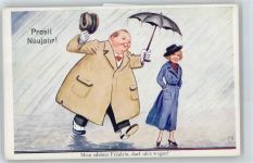 Neujahr , Regenschirm Dicker Mensch
