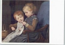Albert Anker , die Strickstunde AKU2 Künstler