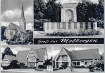 49696 W4599 Molbergen - Kirche, Ehrenmal, AK-Probedruck
