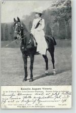 Kaiserin Auguste Victoria mit Pferd u. Uniform Leib-Cürassier Regiments Kaiserin Auguste Victoria 1900