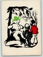 Scherenschnitt 1958 AK Schneemann