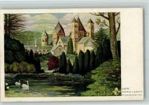 56653 W5471 Maria Laach , Eifel Künstlerkarte Abtei Maria-Laach Klosterweiher Schwäne
