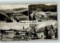 07980 O6602 Berga , Elster - Gesamtansicht Blick auf Oberhammer Bergarbeiter-Klubhaus der DSF Postamt