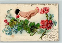 Hände - Vergissmeinnicht, Kleeblätter AK Poesie 1904