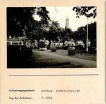 26757 W2972 Borkum FOTO KEINE AK Bahnhofsplatz Foto montiert auf Karton