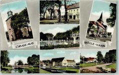 49324 W4520 Melle , Wiehengeb - Schwimmbad Neues Gymnasium Rathausplatz Kath. Kirche