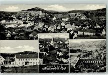 92366 W8431 Hohenfels , Oberpf Gebrauchsspuren Rückseite mit Abschürfungen und Kleberesten Postamt Pfarrkirche Erholungsheim
