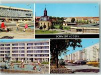 16303 O1330 Schwedt - Centrum Warenhaus Lenin Allee Wohnkomplex VI Brunnen