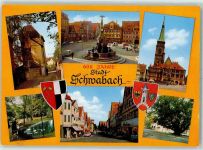 91126 W8540 Schwabach - Marktbrunnen Stadtmauer Teich