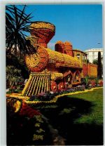 Menton Eisenbahn aus Früchten Fetes du Citron AK Frucht, Gemüse vermenschlicht