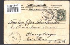 AK mit Stoff Prägedruck Tracht Ziege AK Zither 1902 Gebrauchsspuren