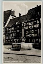 91301 W8550 Forchheim , Oberfr - Kriegsbrunnen-Denkmal Fachwerkhäuser