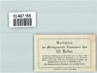 3133 Traismauer 1920 Notgeldschein Notgeld 10 Heller Hungerturm