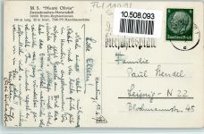 im Flaggenschmuck AK Dampfer Monte Olivia 1937 Foto AK