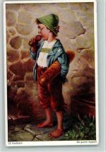 Verlag Abshagen Nr. 775 - Kind Lausbube mit Brot, gute Erhaltung Kaulbach, H. von